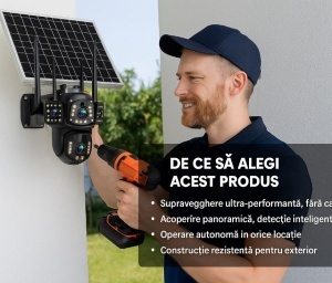 Camera Tripla cu Panou Solar 4G, 12 MP, Detectare si Urmarire Miscare, Consum Redus, Detectare Umana, Viziune de Noapte, Audio Bidirectional, Sirena Incorporata, Rezistenta la Apa si Intemperii, Unghi Larg - Img 3