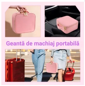 Geanta Cosmetica Pentru Make-up cu Oglinda LED cu Touch, 26x23x11 cm - Img 5