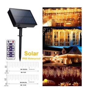 Instalatie SOLARA franjuri, turturi ingali, lungime 12m , 300 led-uri - Img 3