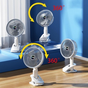 Ventilator portabil, reîncărcabil prin USB, cu 3 trepte, ventilator electric fără fir, ventilator de mână, cu clemă, cu circulație, ventilator de răcire pentru camping, birou - Img 5
