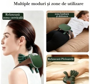 Aparat Masaj Cervical pentru Gat, Umeri, Picioare si Abdomen, Deep TISSUE, 4D cu Incalzire, Profesional, Fara fir, Imita Mana - Img 4