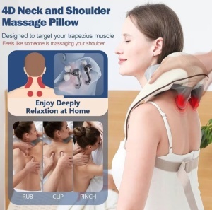 Aparat Masaj Cervical și Lombar cu Shiatsu și Încălzire Infraroșu – Curele Ajustabile, Relaxare Acasă - Img 2