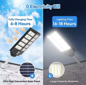 LAMPA SOLARA STRADALA CU SENZOR SI TELECOMANDA 300W / 400W / 500W - Img 3