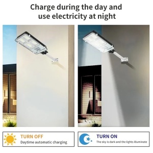 Lampa solara stradala, putere 300W/800W/1000W, cu telecomanda, senzor lumina si miscare - Img 4