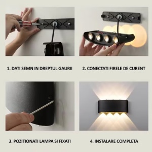 APLICA DE PERETE 8 LED-URI BIDIRECTIONALE INTERIOR-EXTERIOR 8W - Img 7