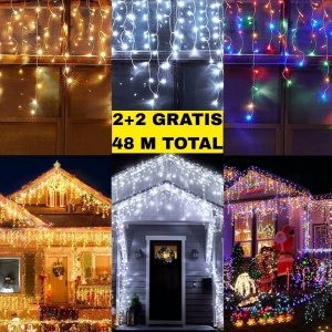 BLACK FRIDAY 2+2 GRATIS Instalatie franjuri pentru impodobirea casei 12 metri 300 led - total 48 metri 1200 led