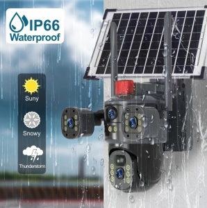 Camera de supraveghere video tripla , 4G, ULTRA HD, alimentare solara si prin priza, 12MP, 6K, vedere nocturna color, detectie de miscare, alarma inteligenta, rotire 355°, support pentru stocare pana la 128GB - Img 3