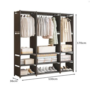 Dulap organizator haine cu rafturi si bara pentru umerase, 170x130x36 cm - Img 4