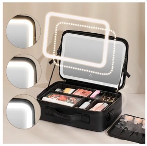 Geanta Cosmetica Pentru Make-up cu Oglinda LED cu Touch, 26x23x11 cm - Img 7