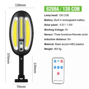 LAMPA SOLARA OVALA 138LED COB +TELECOMANDA - Img 3