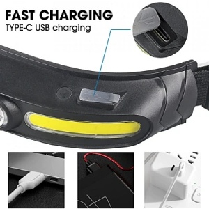 Lanterna de cap 5 moduri de functionare CH500 lumina alba si rosie incarcare USB 400lm - Img 5