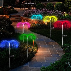 SET 4 LAMPI SOLARE DECORATIVE PALMIER LED COLOR FIBRA OPTICA - Img 5