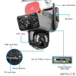 Camera De Supraveghere Dubla, Panou Solar, Conexiune 5G SIM Slot, 8MP FULL HD, 355°, Impermeabil, Alarma, Tracking, Microfon - Img 3