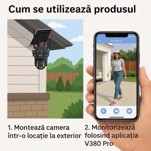 Camera Tripla cu Panou Solar 4G, 12 MP, Detectare si Urmarire Miscare, Consum Redus, Detectare Umana, Viziune de Noapte, Audio Bidirectional, Sirena Incorporata, Rezistenta la Apa si Intemperii, Unghi Larg - Img 4