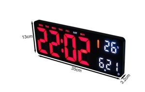 Ceas digital LED de perete/masa, ecran mare de 35x13 cm, Ora/Data/Ziua/Temperatura, Bluetooth - Img 3
