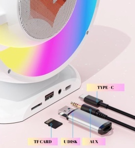 Dispozitiv Karaoke All-in-One, cu Boxa Bluetooth, 1 Microfon, Iluminare RGB Led, Slot Card, Conectare la Smartphone - Img 4