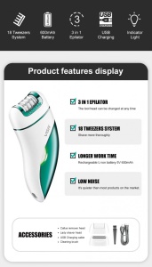 EPILATOR PORTABIL ELECTRIC VGR V-731 3in1 - Img 6