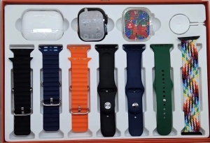PACHET CEAS SMARTWATCH, ANDROID & IOS, 49MM, 7 CURELE + SET CASTI WIRELESS - Img 3