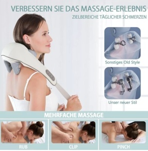 Aparat Masaj Cervical și Lombar cu Shiatsu și Încălzire Infraroșu – Curele Ajustabile, Relaxare Acasă - Img 3
