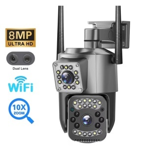 LICHIDARE STOC - Camera de supraveghere wifi, 8 mpx, 4K, lentile duble, ip66, 10x zoom. ptz, night vision, neagra