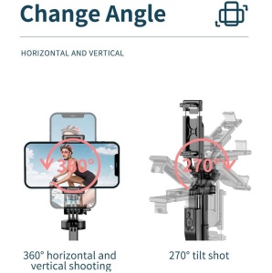 Selfie stick / Trepied Foto Telescopic Profesional 4D, pentru telefon, camera foto, Action Camera / GoPro cu telecomanda Bluetooth, balance shot, universal, reglabil, inaltime 34-153cm cu tija din aluminiu, negru - Img 5