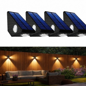 SET 4 LAMPI CU PANOU SOLAR LUMINA IN 3 DIRECTII, 3 LED-URI, ALB CALD
