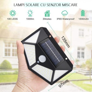 SET - 4 LAMPI SOLARE 100 LED-URI + BOXA BLUETOOTH CADOU - Img 4