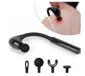 Aparat de masaj cu puls, Maner extins, Design ergonomic, Cu functie de cronometru, 5 nivele de intensitate, Motor fara perii, 4 capete de masaj, Ameliorarea durerii, Relaxare musculara, Potrivit pentru mai multe parti ale corpului, Type-C, Negru - Img 6
