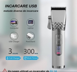 Aparat de tuns Andowl Q-LF868, lame ceramice, pe acumulator, accesorii - Img 5
