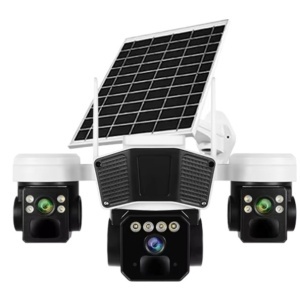 CAMERA DE SUPRAVEGHERE TRIPLA CU PANOU SOLAR, SLOT DE CARTELA 4G, 15MP