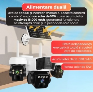 CAMERA DE SUPRAVEGHERE TRIPLA CU PANOU SOLAR, SLOT DE CARTELA 4G, 15MP - Img 4