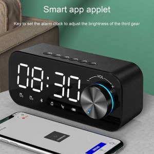 Ceas Digital, cu Boxa Bluetooth, Alarma, Slot de Card, Sunet Stereo, Negru - Img 2