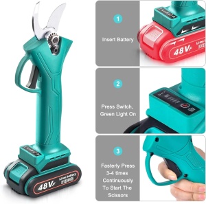 Cleste electric pentru vita de vie si crengi, 2 acumulatori 2Ah - Img 7
