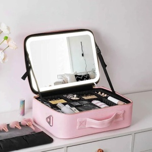 Geanta Cosmetica Pentru Make-up cu Oglinda LED cu Touch, 26x23x11 cm - Img 1
