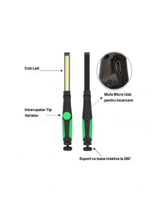 LANTERNA DE LUCRU MAGNETICA CU LED SI INCARCATOR - Img 4
