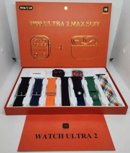 PACHET CEAS SMARTWATCH, ANDROID & IOS, 49MM, 7 CURELE + SET CASTI WIRELESS - Img 7