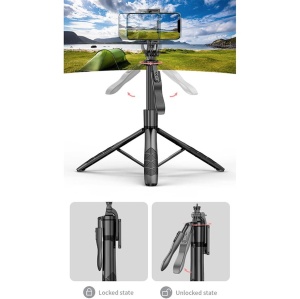 Selfie stick / Trepied Foto Telescopic Profesional 4D, pentru telefon, camera foto, Action Camera / GoPro cu telecomanda Bluetooth, balance shot, universal, reglabil, inaltime 34-153cm cu tija din aluminiu, negru - Img 6