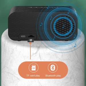Ceas Digital, cu Boxa Bluetooth, Alarma, Slot de Card, Sunet Stereo, Negru - Img 3