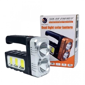 LANTERNĂ DE MÂNĂ REÎNCĂRCABILĂ CU PANOU SOLAR ȘI ÎNCĂRCARE USB (2 LED + 3 LED COB) 7702-B-1 - Img 1