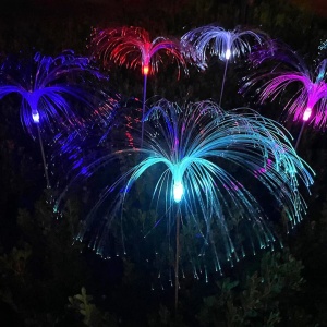 SET 4 LAMPI SOLARE DECORATIVE PALMIER LED COLOR FIBRA OPTICA - Img 7