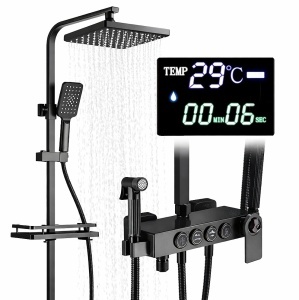 Sistemul de dus premium cu display digital si 4 functii, cap tip ploaie si para de dus, finisaj mat