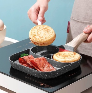 Tigaie cu 2 compartimente si grill din aliaj de aluminiu - Img 1