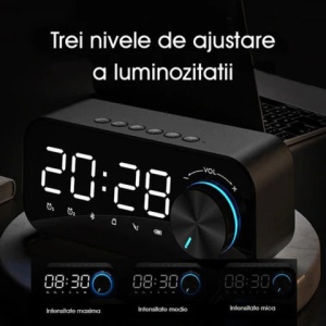 Ceas Digital, cu Boxa Bluetooth, Alarma, Slot de Card, Sunet Stereo, Negru - Img 4