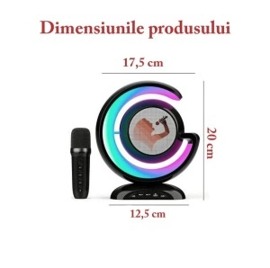 Dispozitiv Karaoke All-in-One, cu Boxa Bluetooth, 1 Microfon, Iluminare RGB Led, Slot Card, Conectare la Smartphone - Img 2