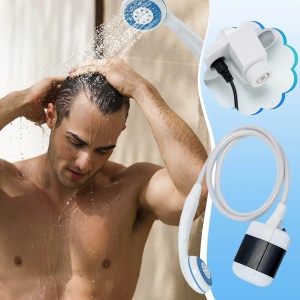 Dus portabil de camping cu robinet incorporat, USB pentru interior/exterior - Img 1