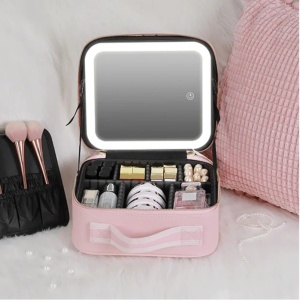 Geanta Cosmetica Pentru Make-up cu Oglinda LED cu Touch, 26x23x11 cm - Img 2