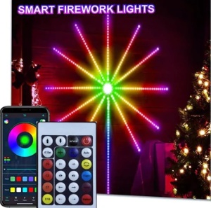 Instalatie Artificii LED Smart, RGB, muzica, telecomanda si control din smartphone, multicolor - Img 1