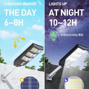LAMPA SOLARA STRADALA CU PANOU SOLAR SI TELECOMANDA, 300 W , REZISTENT LA APA - Img 2
