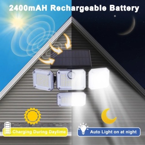 PROIECTOR SOLAR EXTERIOR 60W 296 LED CU SENZOR MISCARE SI TELECOMANDA - Img 2