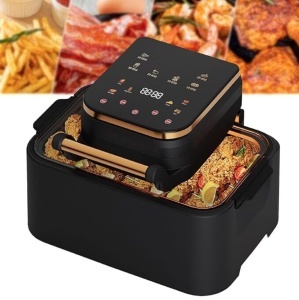 Friteuza cu aer cald, 1700 W, 12L, display Digital, temperatura 200 °C, 6 programe, functii - prajire, coacere, rumenire, grill, vas detasabil, Negru